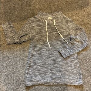 Gray Knit Pullover Hoodie
